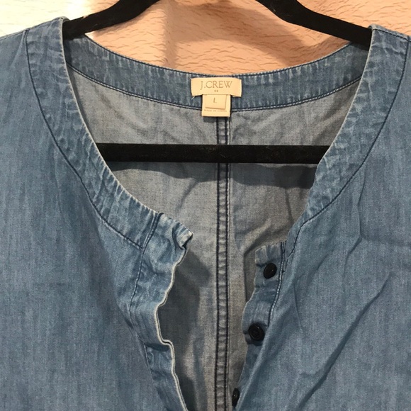 J. Crew Button Up Denim Tie Waist Dress (L) - Picture 2 of 5
